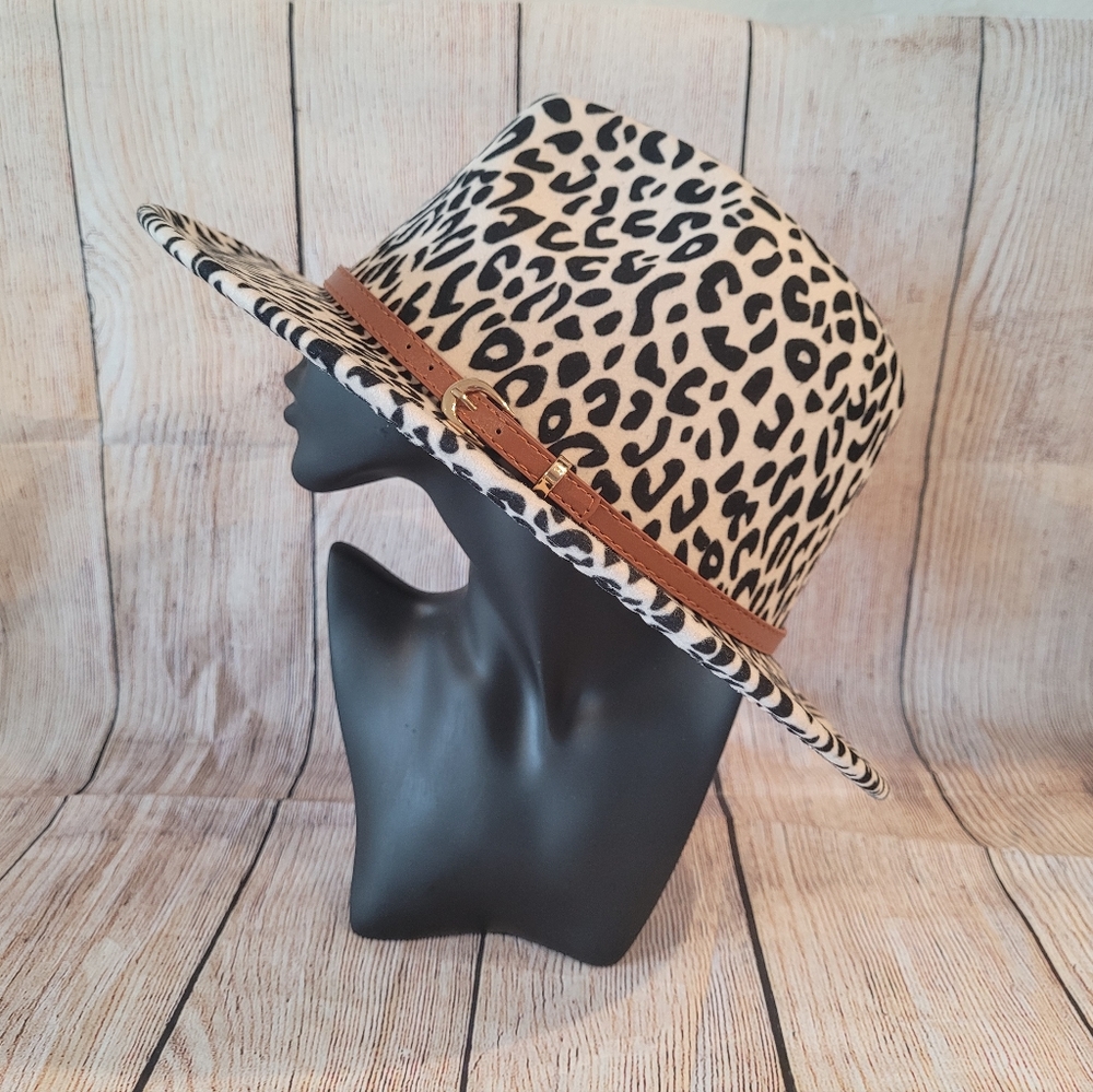 COPY -COPY - COPY - COPY - COPY - Fedora Hat Animal Print Cream Leopar… - Picture 2 of 7